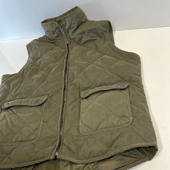 Thread & Supply Olive  Green Quilted Full Zip Snap Flap pockets  Womens large - Picture 10 of 12